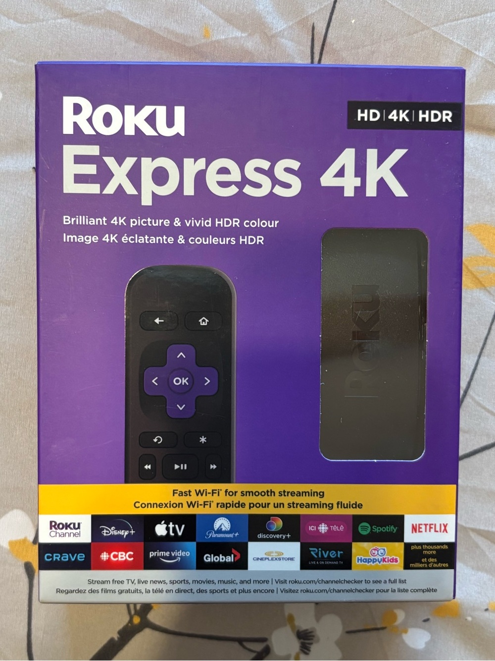 NEW Roku Streaming Player with Black Remote and Purple Buttons